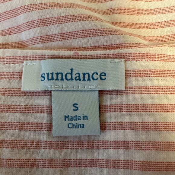 Sundance Womens Smocked V-Neck Julia Top Size S Pink Striped Cotton Long Sleeve - Picture 7 of 8